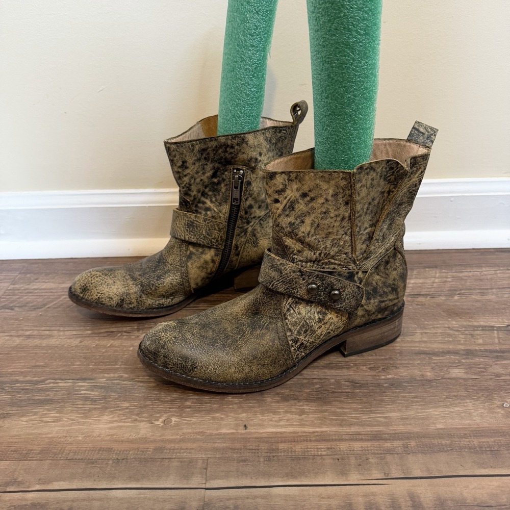Spirit by Lucchese Olivia Short Brown Smooth Leather Ankle Western Boots Sz 7m